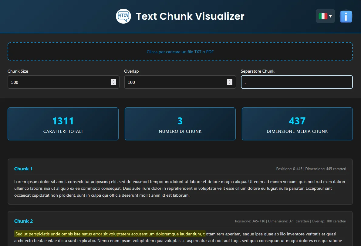 Text Chunk Visualizer - versione desktop